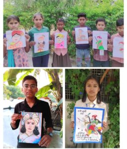  बच्चों ने चित्रों में उकेरी वीरांगना लक्ष्मीबाई की तस्वीर